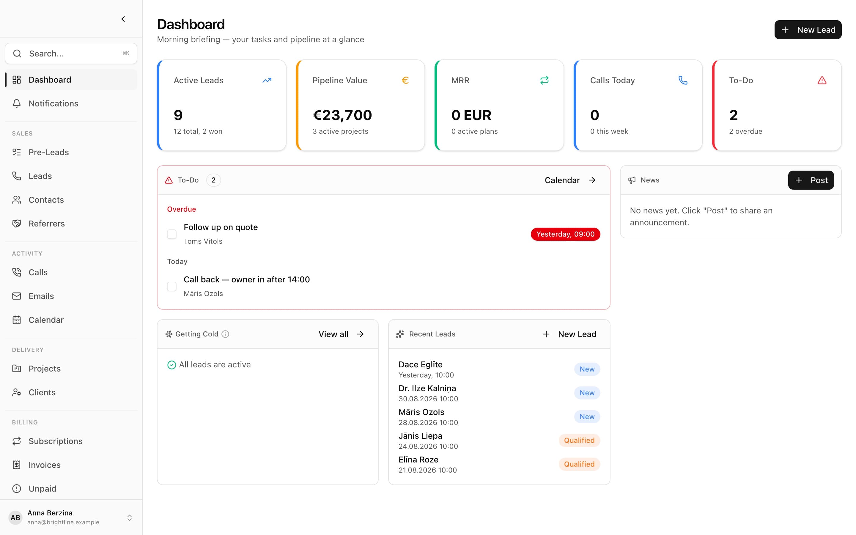 Web Studio CRM preview 1